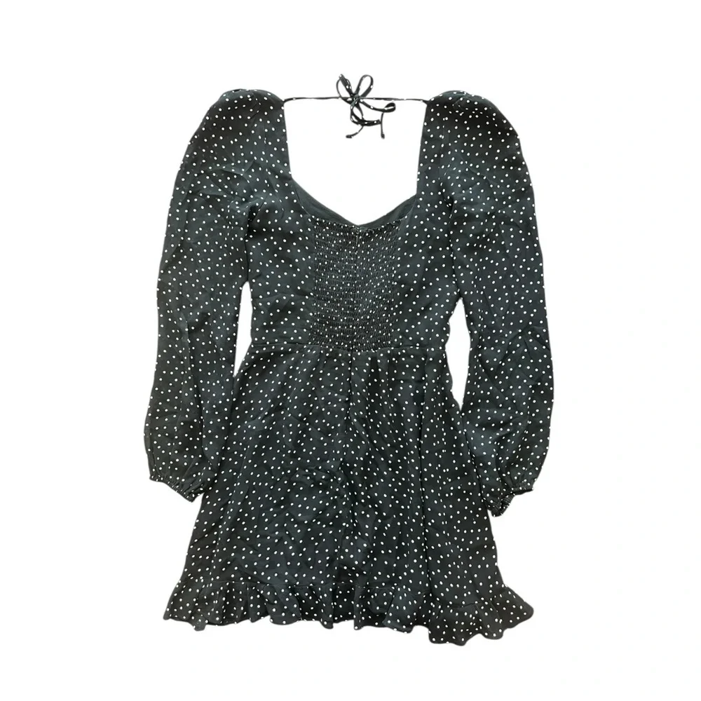 Reformation Bradshaw Mini Black White Polka Dot Dress